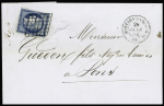 N°4 OBL grille + T15 "Mortagne-s-Gironde" (1851) sur lettre, ind 17. TB