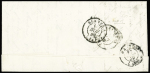 N°3 OBL grille T15 Pons (1849) sur lettre ind 15. TB