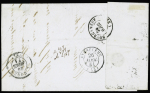 2 lettres AFF n°4 OBL grille + 15 Saintes (1850 et 51), ind 10 chacune. TB