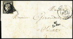 N°3 OBL grille + cursive "16 Le Gua" + T14 Saujon (1849) sur lettre, ind 23. TB