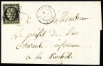 N°3 OBL grille + T15 Surgères (1849) sur lettre, ind 16, TB