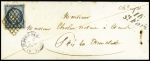 N°4 OBL grille + cursive "16 St Fort" + T15 St Genis de Saintonge (1850) sur lettre, ind 21. TB
