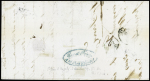 N°3, 2 pièces, OBL grille + T15 St Jean d'Angely (1849) sur lettre. TB