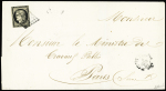 N°3 OBL grille + T15 ST Pierre d'Oléron (1850 - frappe brouillée) sur lettre