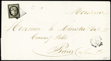 N°3 OBL grille + T15 ST Pierre d'Oléron (1850 - frappe brouillée) sur lettre