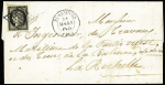 N°3 OBL grille + T14 St Savinien (1850) sur lettre, ind 18. TB