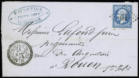 N°22 OBL GC 19 + T22 Aigrefeuille d'Aunis (1864), ind 17. TB