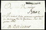 MP "Barbezieux" (L n°2, 1787) + "franc" manuscrit (L n°3), ind 19. TB