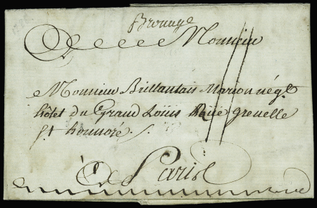 Marque manuscrite "Brouage" (1786), L n°1, ind 18. TB