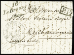 Cursive "16 Le Brouage" + T12 Marennes (1838), ind 22. TB
