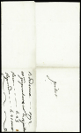 Lettre de 1792 avec MP "32 Bordeaux" pour Luzech avec au verso marque manuscrite de déboursé "Dcé de Cozes" non signalé. TB