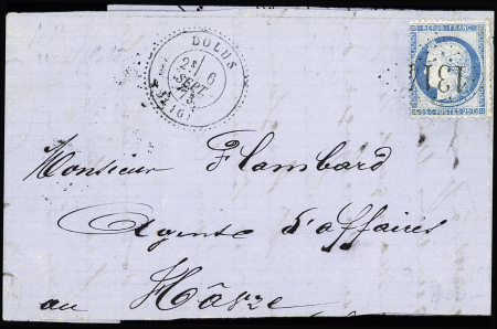 N°60 OBL GC 1314 + T24 Dolus (1873) sur lettre. TB