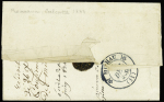 Lettre de Calcutta pour Millau avec CAD d'entrée T12 La Flotte (1835) + marque encadrée "Pays d'Outremer", ind 23. RR et TB