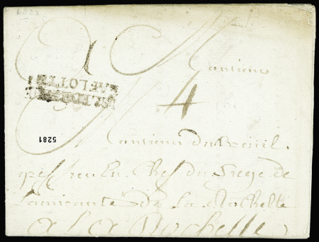 Lettre avec MP "Islederhé Laflotte" (1780), ind 18. TB