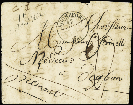 Cursive "16 L'Isle d'Aix" + T13 Rochefort (1832), ind 20. TB