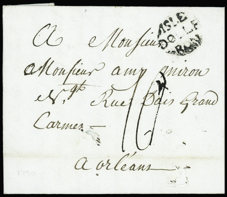 Marque au tampon circulaire "Isle Dolleron" (1790 - L n°1a), ind 16. TB