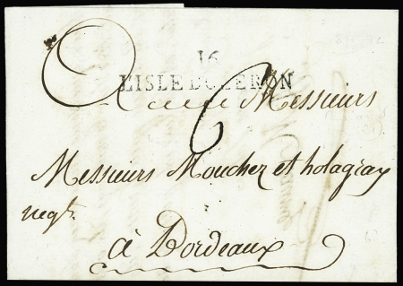 MP "16 L'Isle d'Oleron" (1792 et 1804 sur 2 lettres, ind 21 et ind 8). TB