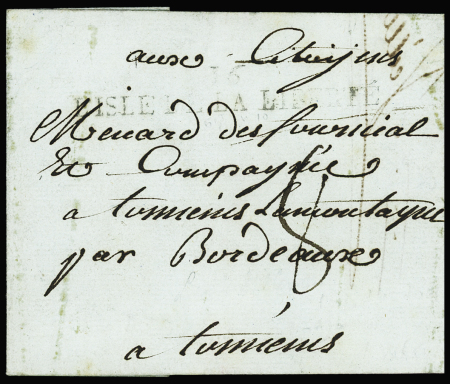 2 lettres avec MP "16 L'Isle de la Liberté", 1794 (faible) et 1795 (TB)