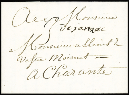 Marque manuscrite "De Jonzac" (1729 - non signalé). TB