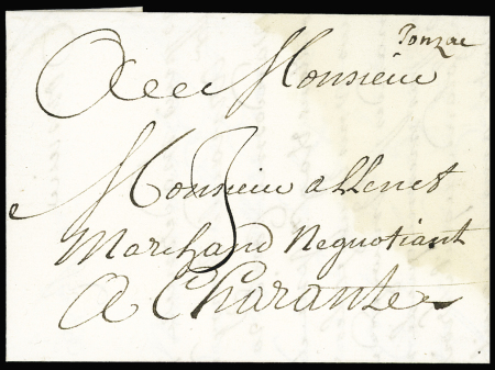 Marque manuscrite "Jonzac" (1723 - non signalé). TB