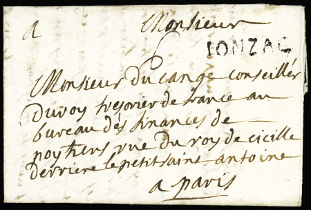 MP "Ionzac" (29,5x5mm - 1720 - L n°1), ind 23. RR et TB