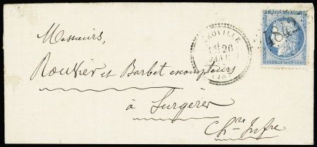 N°60 OBL GC 4842 + T24 "Léoville" (1872) sur lettre, ind 19