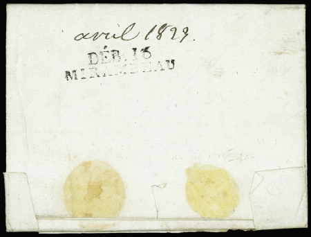 Lettre de Fontenay le Comte pour Mirambeau (1823) avec au verso MP "Deb 16 Mirambeau" et au recto mention manuscrite "Refusée à cause de la taxe", ind 20. TB