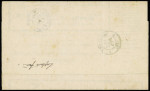 N°54 en paire OBL GC 2364 + T17 Mirambeau (1875) sur avis rose sur le sort d'un chargement. TB