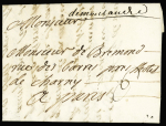 Lettre pour Paris (1729) avec marque manuscrite "Demontandre" (L n°2), ind 20. TB