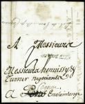 Lettre de Bordeaux pour Pons (1789) avec au verso marque manuscrite "Deb de Pons…BP Cognac", ind 19. TB