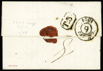 Lettre avec MP "P 16 P Pons" (1821 - en rouge et en noir - ind 19) et lettre avec MP "P 16 P Pons" + mention manuscrite "Franche de port" (1815 - ind 12). TB