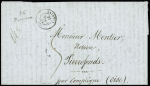 Lettre avec cursive "16 Pontreau" + T15 Saintes (1852), ind 20. TB