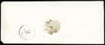 Lettre locale avec cursive "16 Port d'Enveaux" + T15 Saintes (1854) + taxe manuscrite 1 décime, ind 19. TB