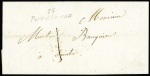 Lettre avec cursive "16 Port d'Enveaux" (1853) + taxe 1 manuscrite, ind 19. TB