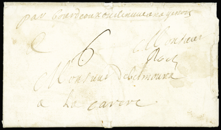 Rochefort : lettre avec marque manuscrite "Roch" (1694 - L n°2), ind 18. TB