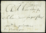 Lettre de Saint Domingue pour Quintin avec marque cintrée "Colonies par Rochefort" (L n°10 - 1780), ind 19. TB