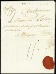 Lettre de Rochefort pour Thouars avec marque "PP de Rochefort" (1784 - 54x3mm - L n°8) + mention manuscrite "Franc", ind 25