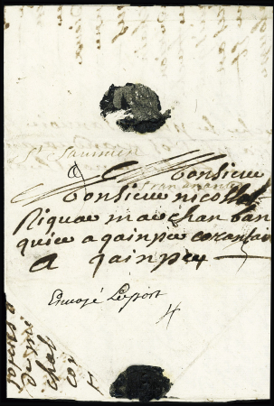 Lettre avec marques manuscrites "St Savinien" et "Franc à nantes" avec au verso mention "Envoyé le port", ind 20. TTB