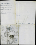 N°22 OBL GC 3265 + T15 Saintes (1865) sur lettre adressée dans le Loir et Cher avec mention manuscrite "BP les rebuts de Saintes" avec marque ovale bleue "Rebuts" et au verso marque cursive bleue "Direction Gle des Poste