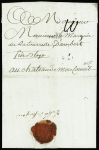 Lettre de Toulouse pour Blaye (1786) avec au verso marque manuscrite "DEBé de saujon" (L n°3), ind 20. TB