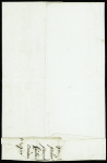Lettre de Toulouse pour Blaye (1786) avec au verso marque manuscrite "DEBé de saujon" (L n°3), ind 20. TB