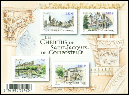 N°F4838a Bloc "Les chemins de Saint jacques de Compostelle",