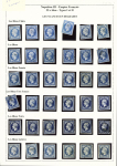 N°14 20c bleu, jolie étude de 42 timbres sur pages