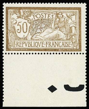 N°120 50c brun et gris, bord de feuille intégral avec