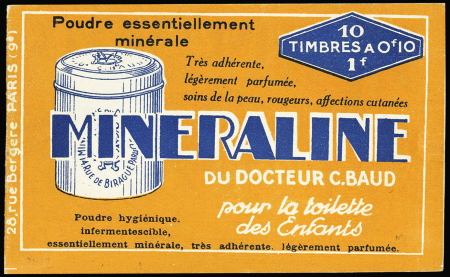 N°188-C1, carnet de 10 timbres 10c vert "Semeuse" avec