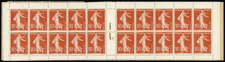 N°135-C2, carnet de 20 timbres 10c rouge "Semeuse"
