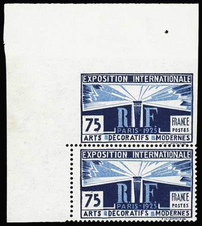 N°215b 75c Lumière, variété dentelé tenant à non-dentelé,
