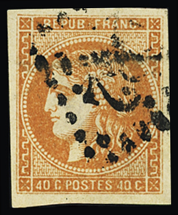 N°48f 40c ocre, obl. GC, TB, R. Cert. Robineau