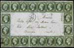 N°11 1c olive, vingt exemplaire sur lettre de Lure,