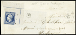 N°14Ai 20c bleu, coin de feuille avec double filet